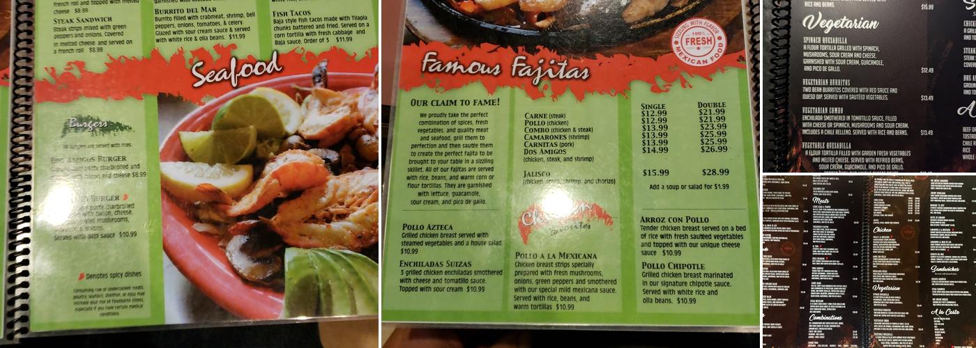 Dos Amigos Menu