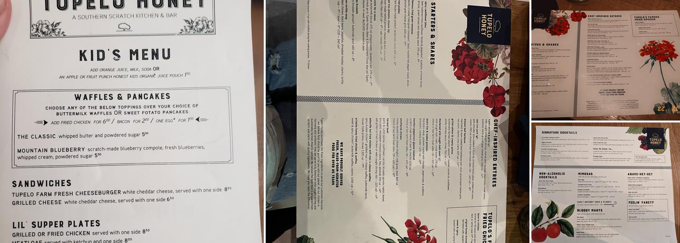 Tupelo Honey Southern Kitchen & Bar Menu