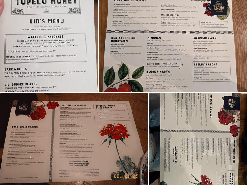 Tupelo Honey Southern Kitchen & Bar Menu