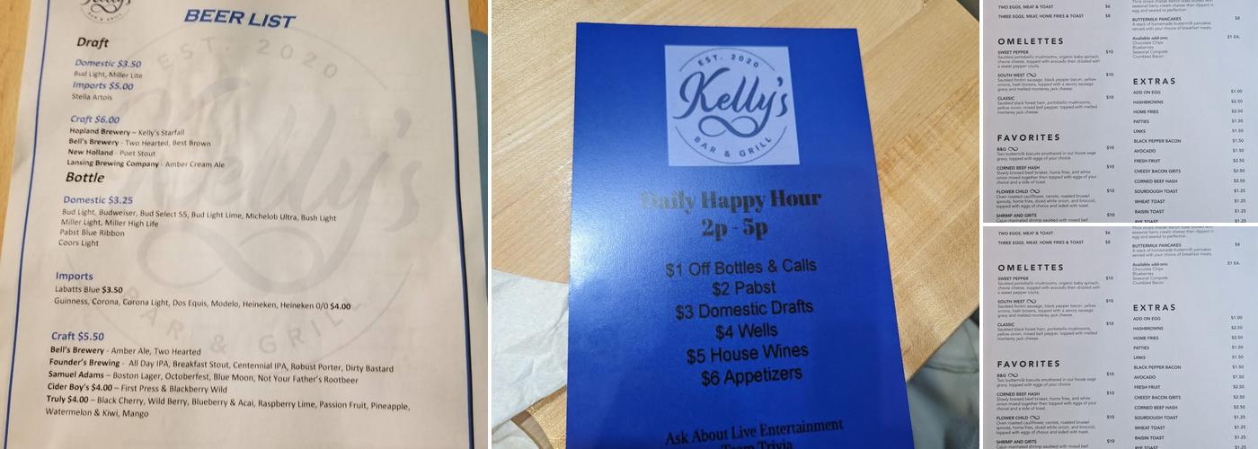 Kelly's Bar & Grill Menu
