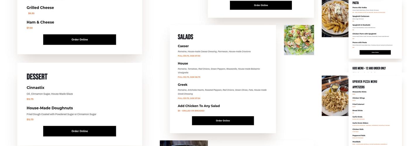 Upriver Pizza Menu