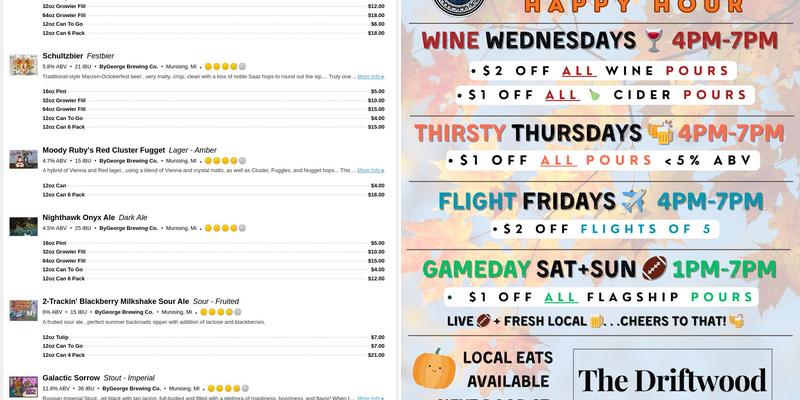 ByGeorge Brewing Co. Menu