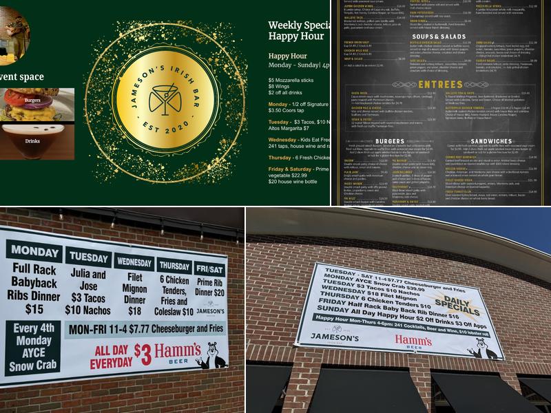 Jameson's Irish Bar Menu