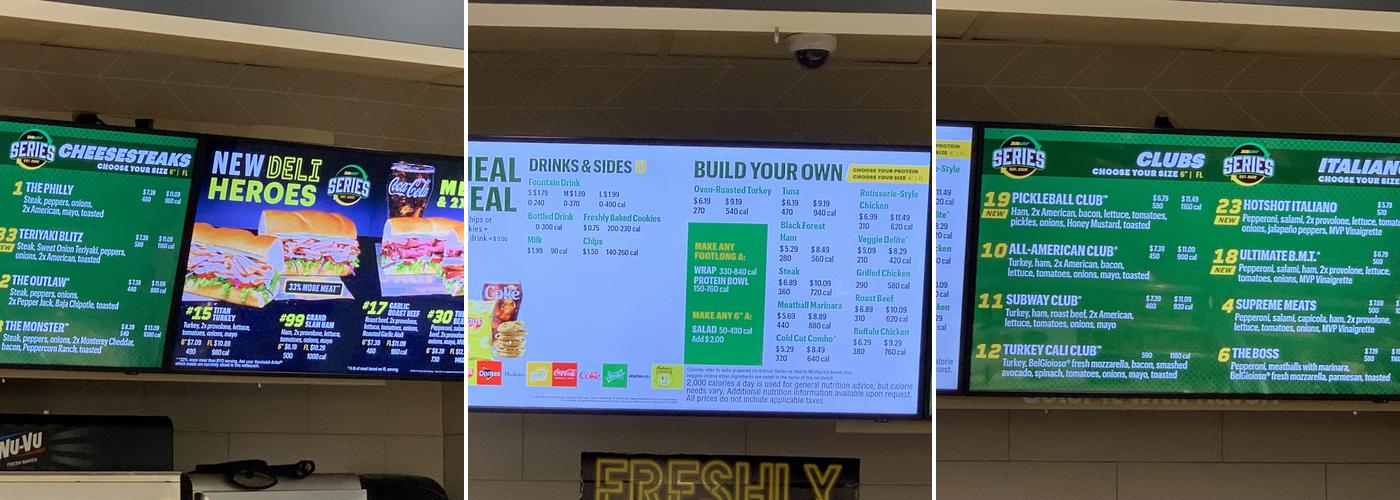 Subway Menu