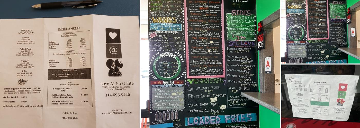 Love At First Bite Menu