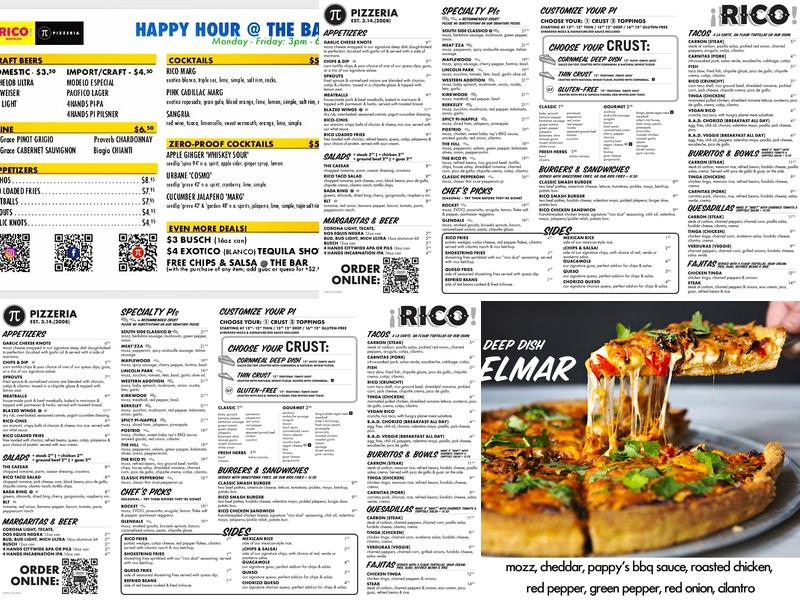 Pi Pizzeria + Rico Mexican Menu