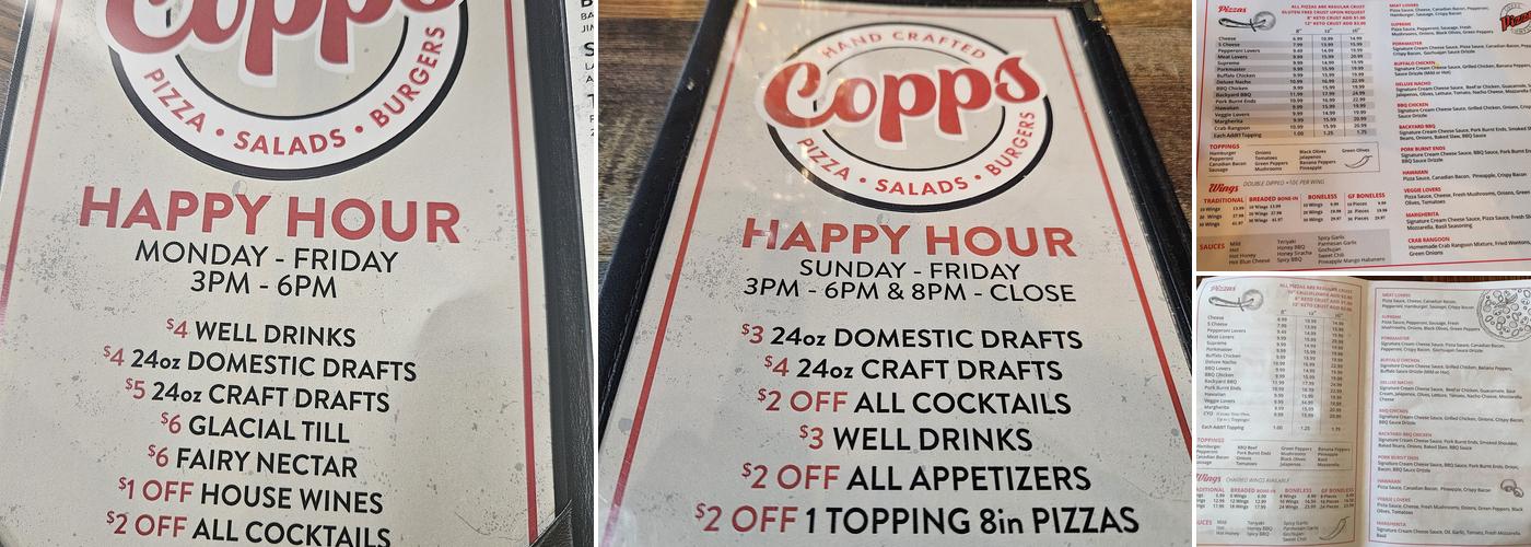 Copps Pizza Sports Bar & Grill Menu