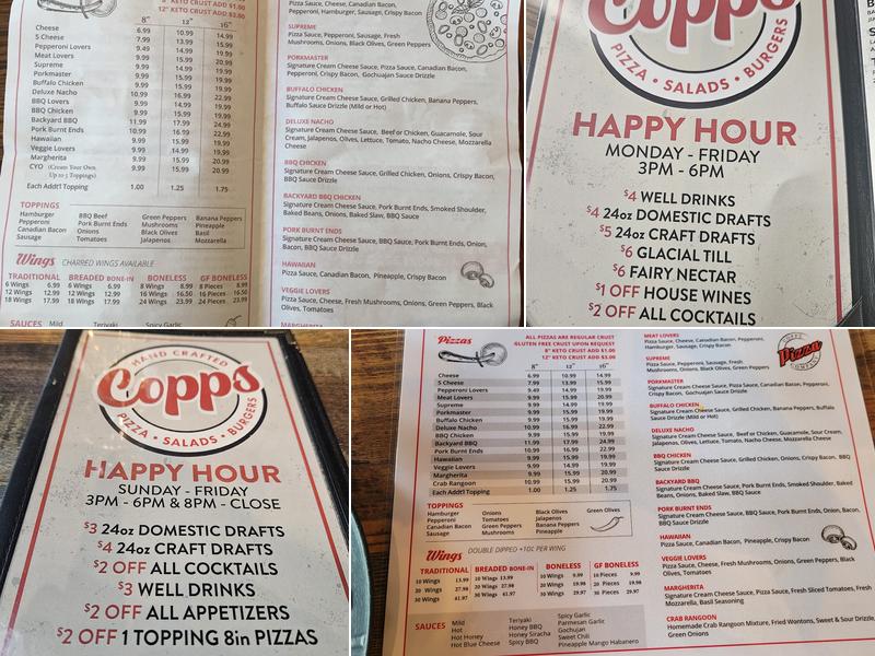 Copps Pizza Sports Bar & Grill Menu