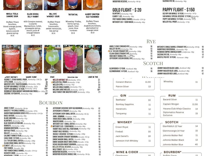 Nevada Brew Works Menu