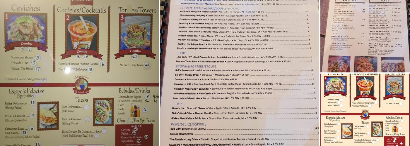 Mariscos El Soto Loco Menu