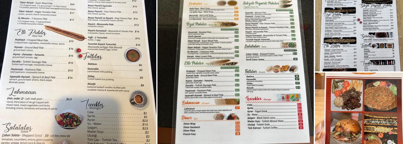 Pide Lahmajoun Menu