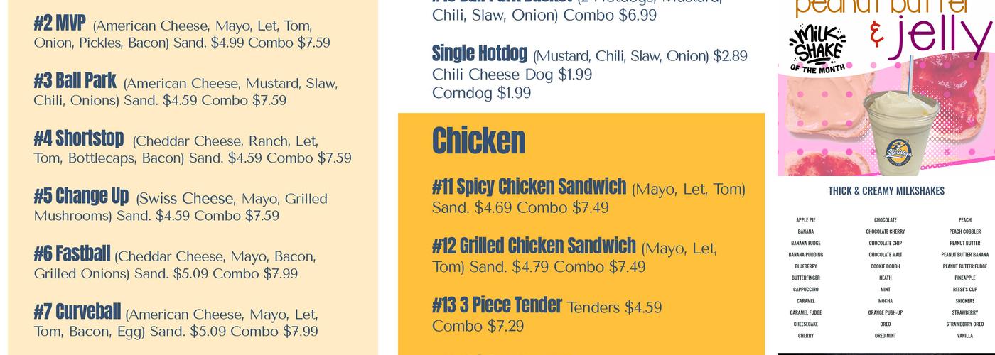 Shortstop's Burgers and Shakes Denton Menu