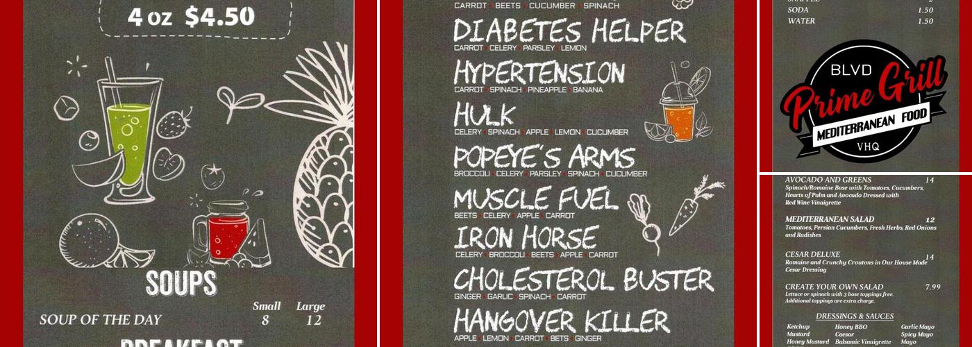 BLVD Prime Grill Menu