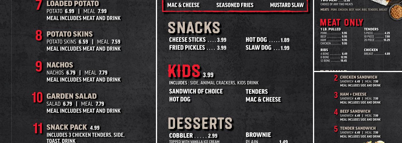 Rick’s Barbecue Menu