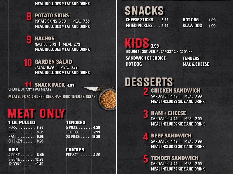 Rick’s Barbecue Menu