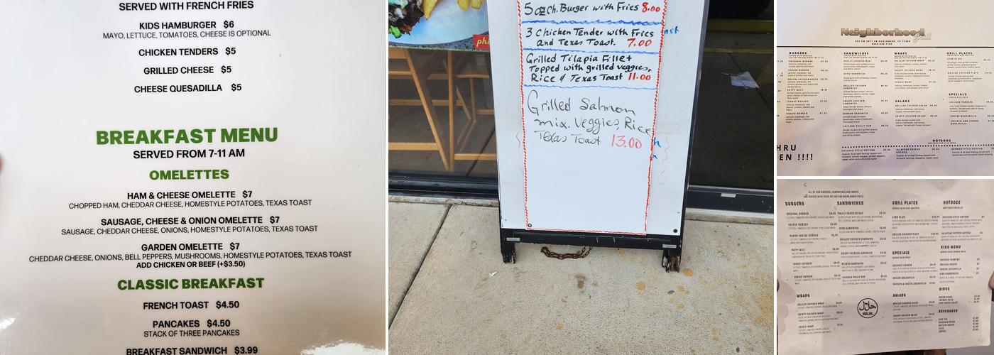 Neighborhood Grill Menu