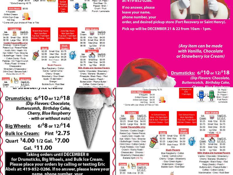 Saint Henry Dairy Dream Menu