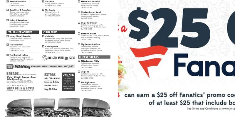 Jersey Mike's Subs Menu