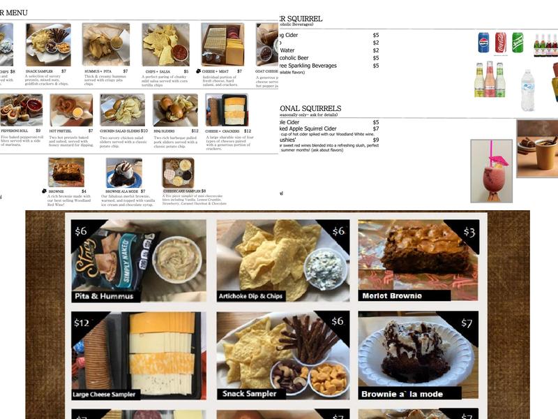 Blind Squirrel Winery Menu