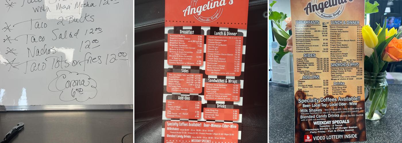 Angelina's Coffee Company Menu
