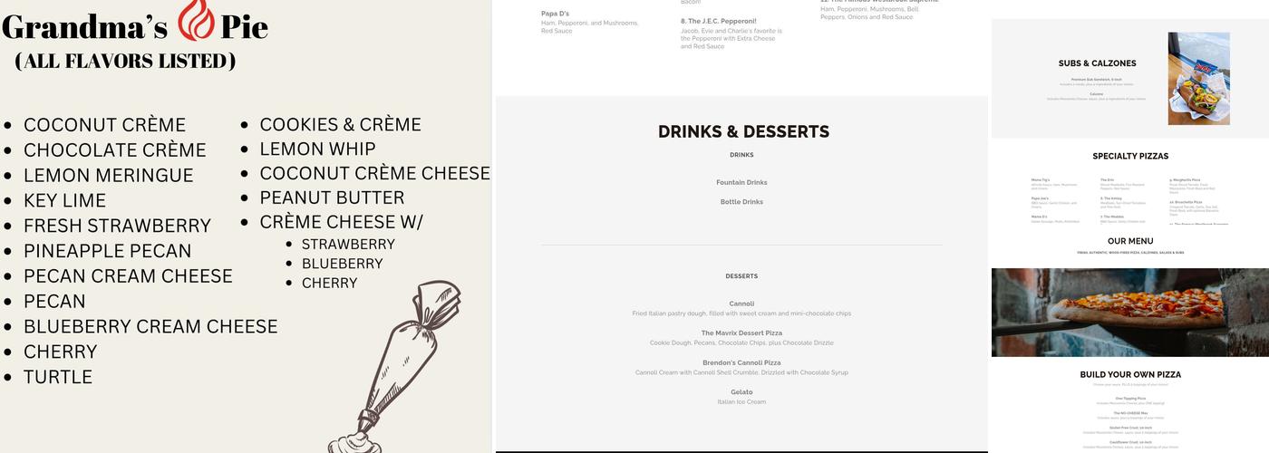 Mama Tig's Wood Fired Pizza Menu