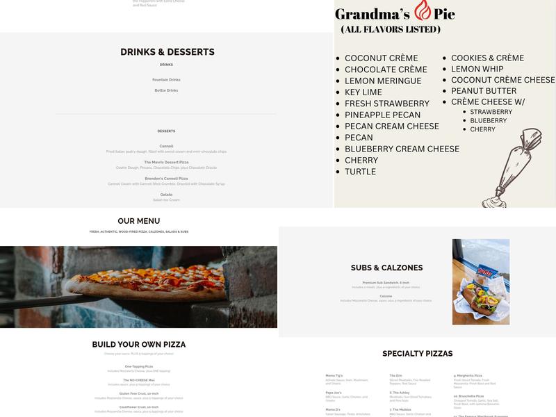 Mama Tig's Wood Fired Pizza Menu