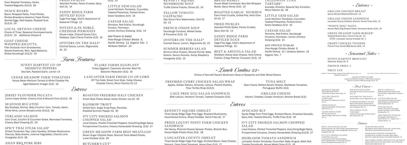 White Dog Cafe Glen Mills Menu