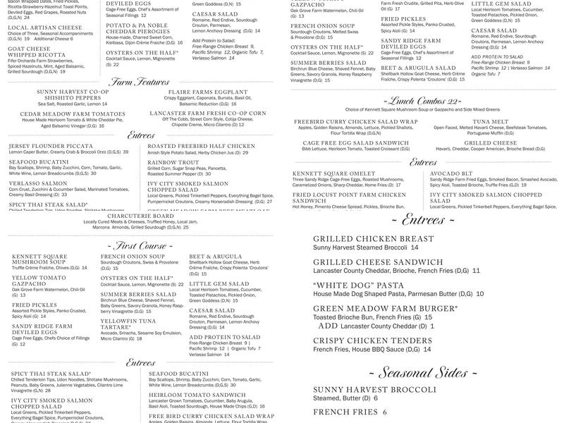 White Dog Cafe Glen Mills Menu