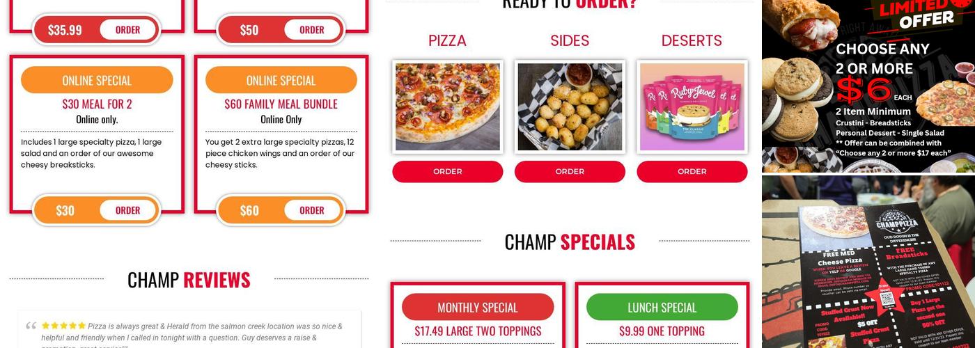 Champ Pizza Menu