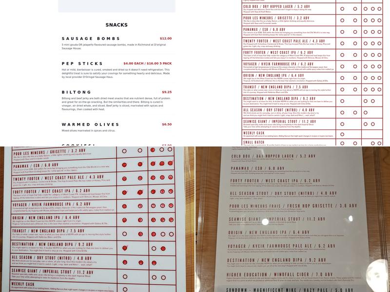 Container Brewing Ltd. Menu