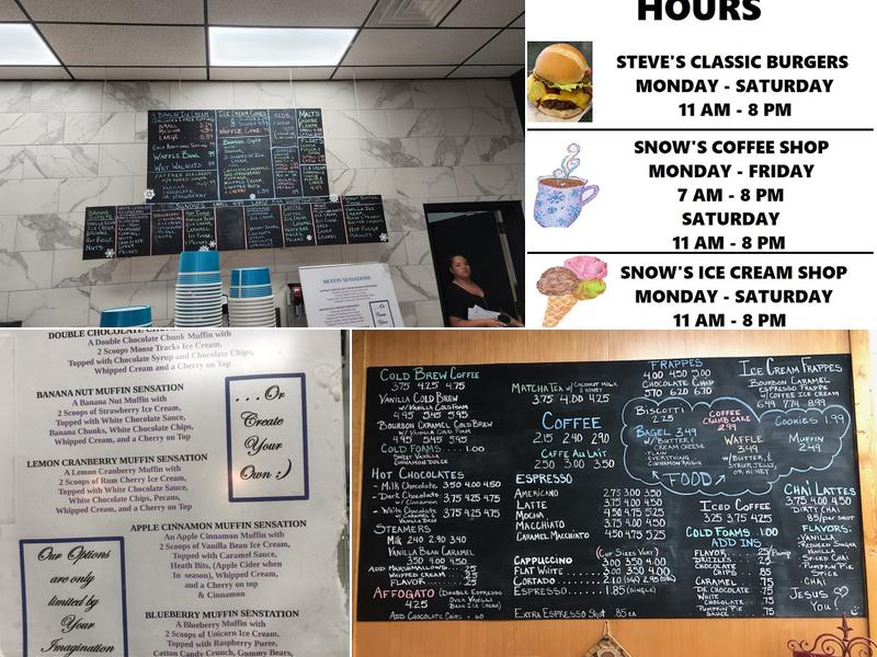 Snow's Ice Cream & Coffee Menu