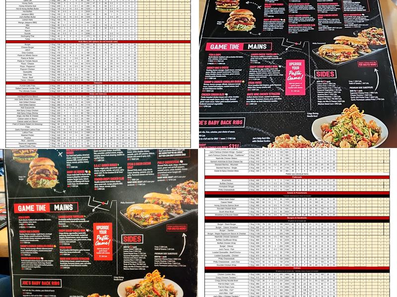 Shoeless Joe's Sports Grill Menu