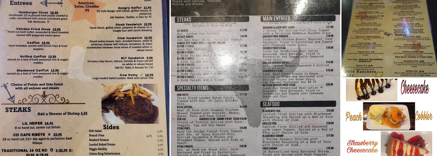 Cattle Drive Cafe & Bull Bar Menu