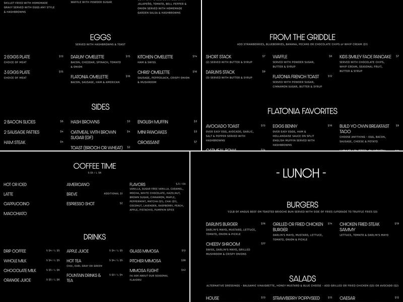 Darlin’s Diner Menu