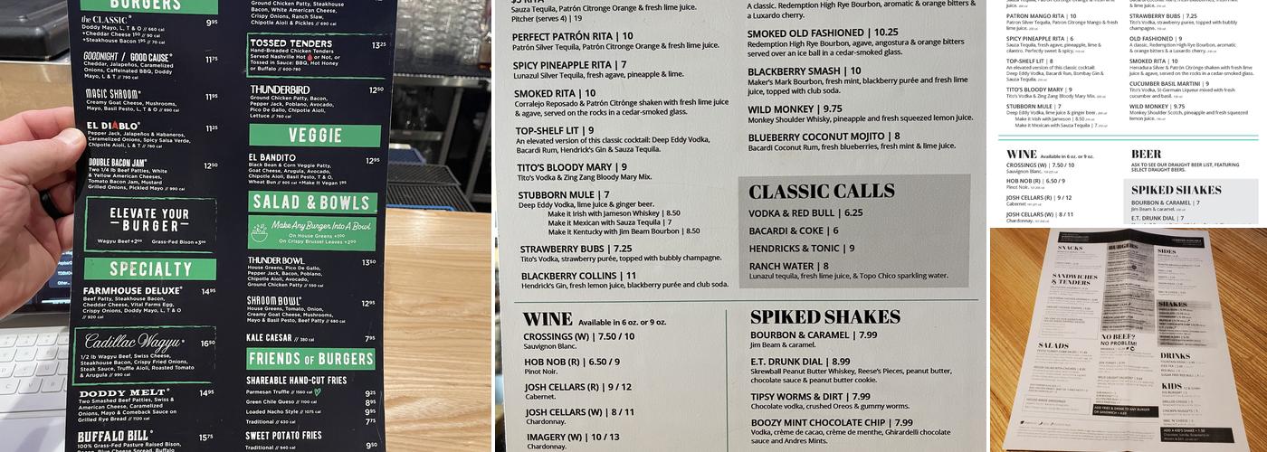 Hopdoddy Burger Bar Menu