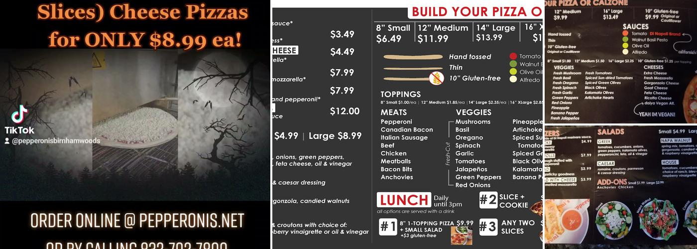 Pepperoni's - Birnham Woods Menu