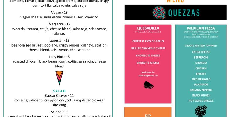 Quezzas Menu