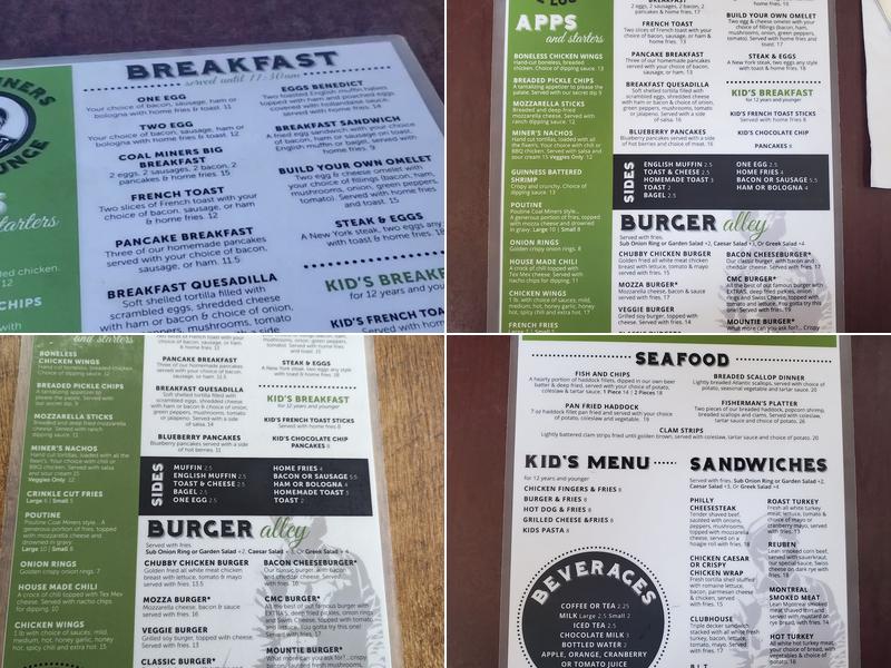 Coal Miners Cafe Menu