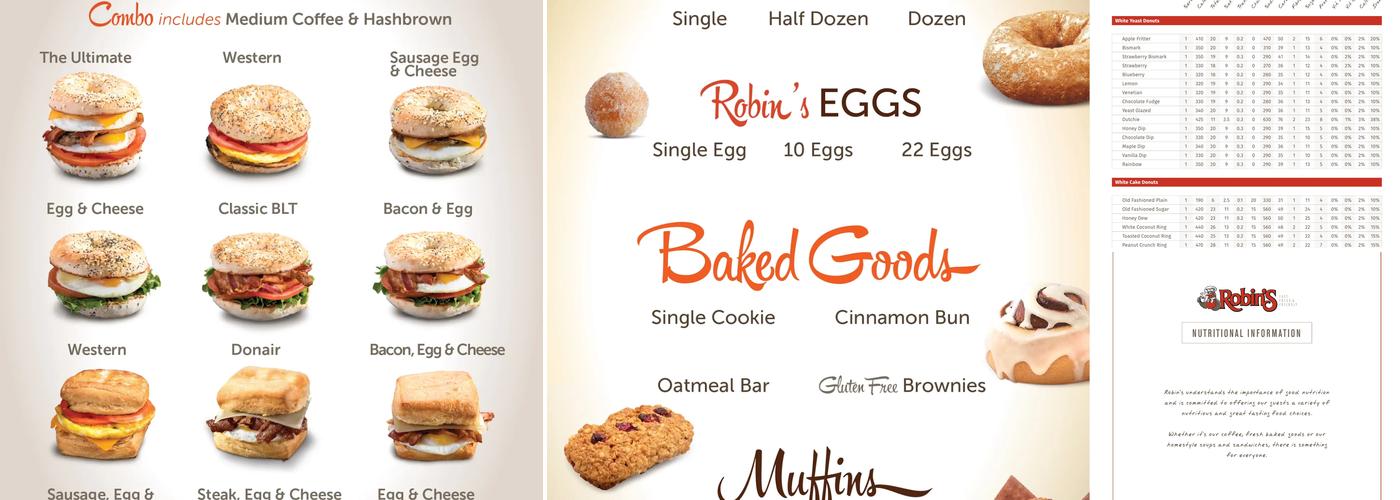 Robins Donuts Menu