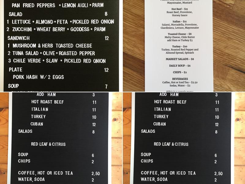Heidi Lane Cafe Menu