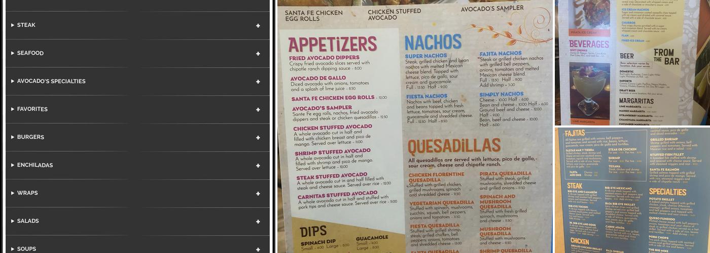 Avocados Grill Menu