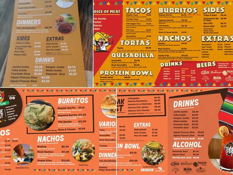 TPK’S Tacos Menu