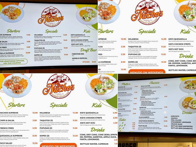 Don Nacho’s Café Menu