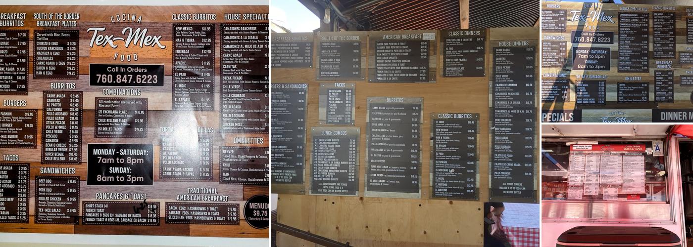 Tex Mex Menu