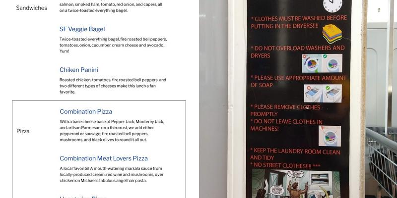 SF Laundromat & Hideaway Cafe Menu
