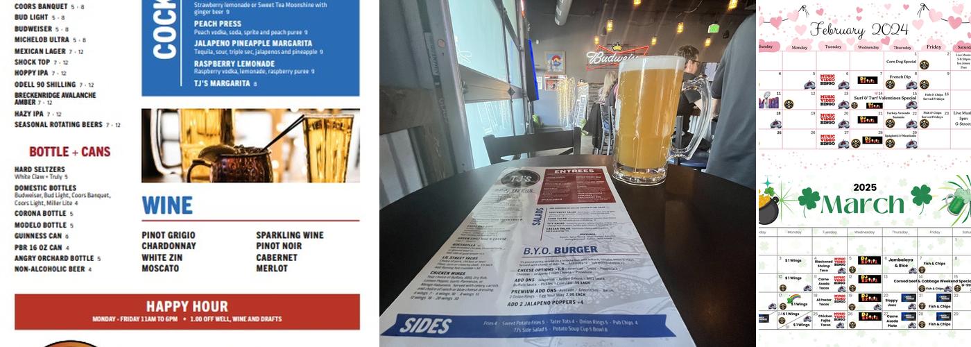 TJ's Sports Bar & Grill Menu