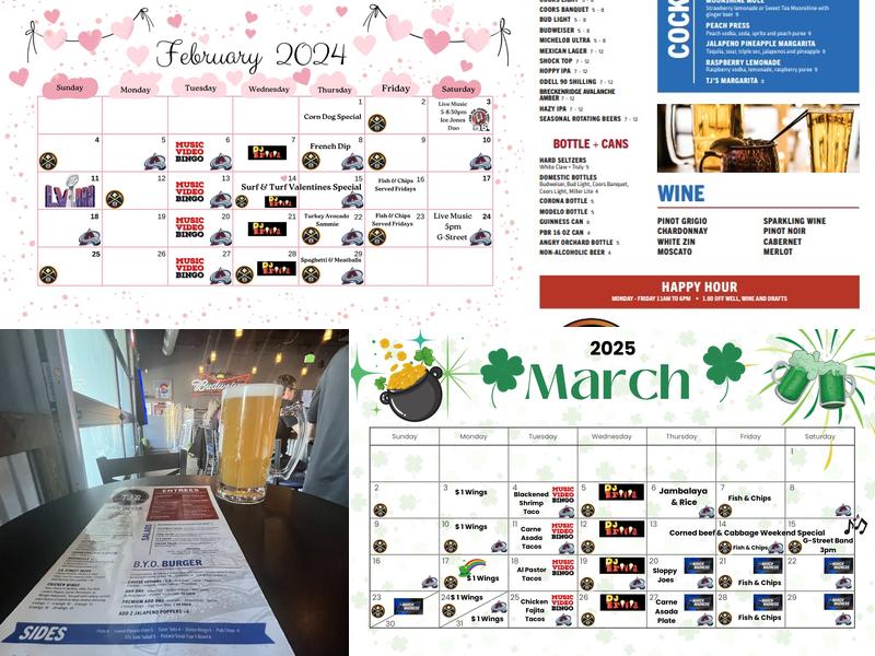 TJ's Sports Bar & Grill Menu