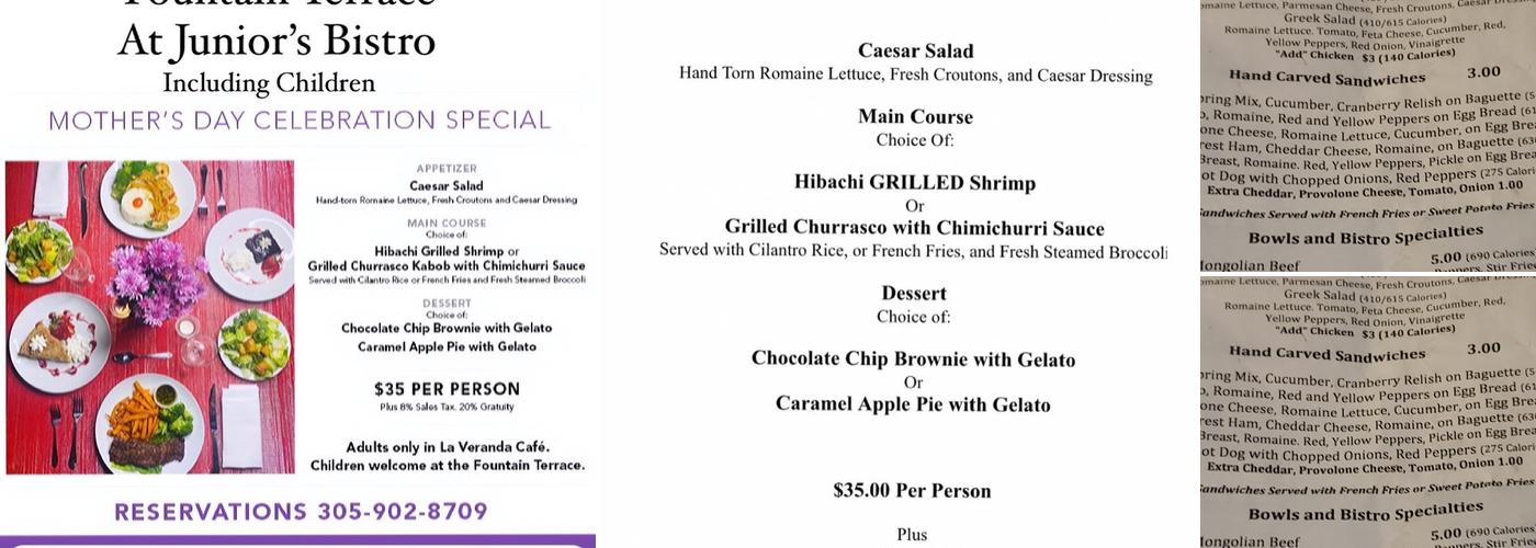 Junior's Bistro Menu