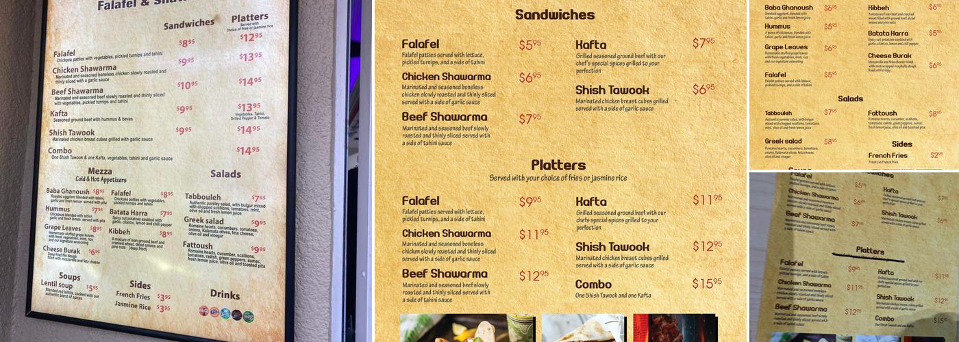 Madeline's Falafel & Shawarma Menu