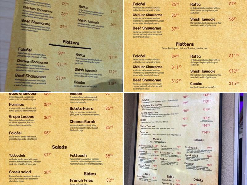 Madeline's Falafel & Shawarma Menu